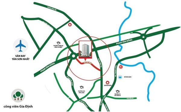 Khu căn hộ Samland Airport tọa lạc tại vị trí đắc địa thuộc trung tâm quận Gò Vấp